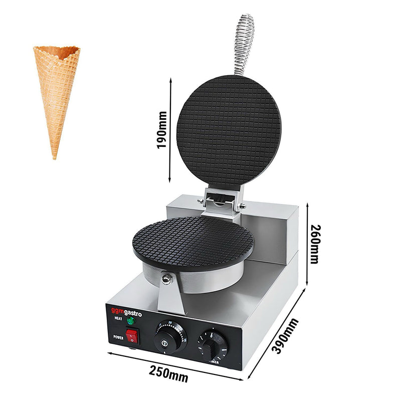 Gaufrier - Individuel - 1,3 kW - pour cornets de glace - Ø 190 mm.