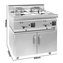 Friteuse électrique double - 10+10 litres - 18 kW - incl. soubassement avec 2 portes.