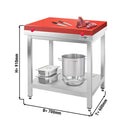 Table de travail en inox PREMIUM - 700x600mm - avec fond de base sans rebord y compris plaque de découpe.