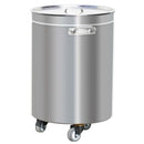 Poubelle avec couvercle relevable, roulettes & poignées - 100L - inox.