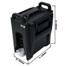 Récipient isotherme pour boissons avec robinet - 10 litres / noir.