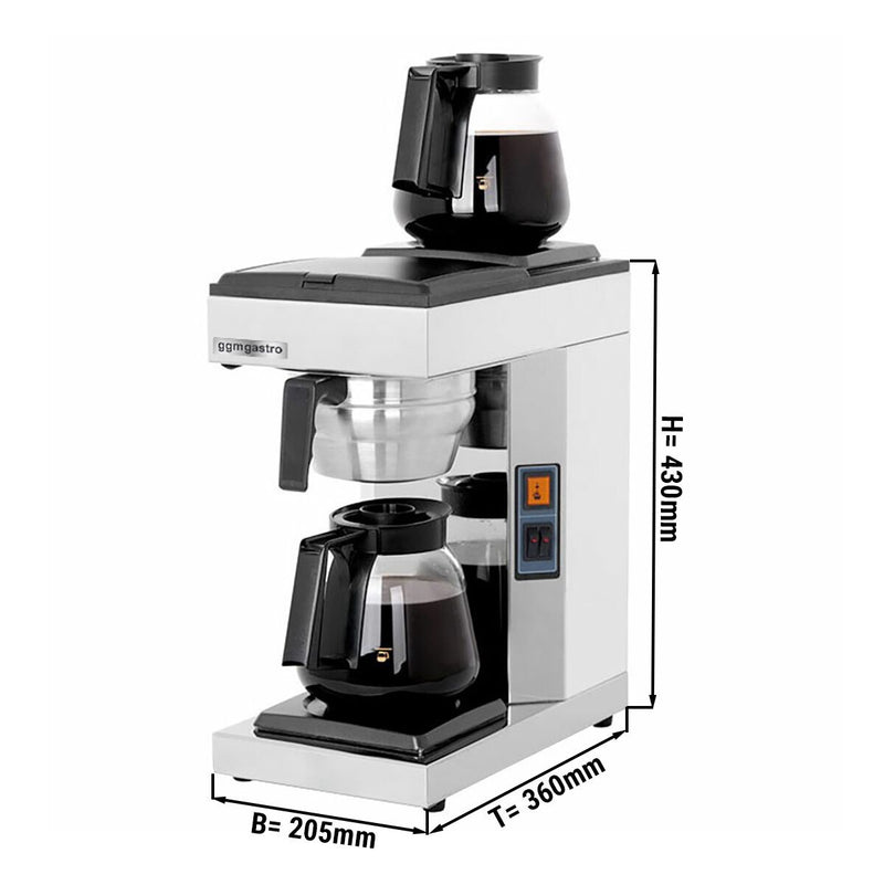 Machine à café filtre - 1,8 litres - 2,39 kW - avec 2 plaques chauffantes et thermocinétique - incl. 2 carafes en verre.
