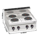 Cuisinière électrique - 10,4 kW - 4 plaques rondes.