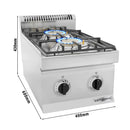 Cuisinière à gaz - 10 kW - 2 brûleurs.