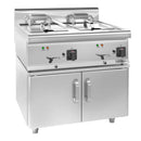Friteuse électrique double - 10+10 litres - 18 kW - incl. soubassement avec 2 portes.