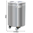 Poubelle avec couvercle relevable, roulettes & poignées - 100L - inox.