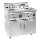 Friteuse électrique double - 10+10 litres - 18 kW - incl. soubassement avec 2 portes.