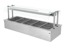Bain-marie encastrable - 1,8m - 5x GN 1/1 - avec protection hygiénique en verre.