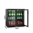 Réfrigérateur bar - 900mm - 220 litres - avec 2 portes battantes en verre - Extérieur & Intérieur Noir.