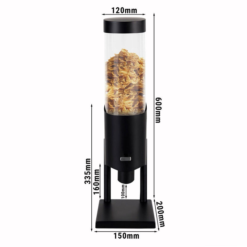 Distributeur de corn-flakes - Ø 120mm - Noir - Sortie à levier.