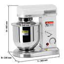 Mélangeur planétaire - 7 litres - 500 watts - avec 3 accessoires de mélange.