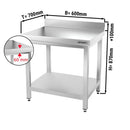 Table de travail en inox PREMIUM - 1000x700mm - avec fond de base & rebord.