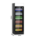 Réfrigérateur à boissons - 345 litres - design sans cadre - avec 1 porte en verre et écran publicitaire.