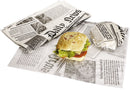 CARTON DE 2500 FEUILLES (2 PAQUETS DE 1250) DE PAPIER D'EMBALLAGE À BURGER,PARAFFINÉ IMPRESSION JOURNAL 400 X 330 MM.