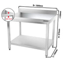 Table de travail en inox PREMIUM - 1000x700mm - avec fond de base & rebord.