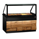 Comptoir de maintien au chaud TORONTO - 1800mm - façade en bois - pour 5x GN 1/1 - plateau de travail en granit noir.