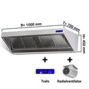 Hotte murale - 1000mm - avec moteur, régulateur, filtre & lampe.