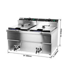Friteuse électrique double - 8+8 litres - 6,5 kW - avec robinet de vidange.