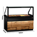 Comptoir de maintien au chaud TORONTO - 1800mm - façade en bois - pour 5x GN 1/1 - plateau de travail en granit noir.