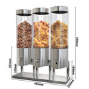 Distributeur de cornflakes - triple - Ø 120mm - Chrome - Sortie à levier.