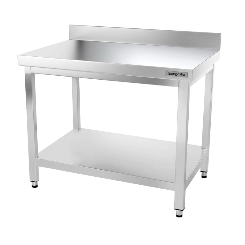 Table de travail en inox PREMIUM - 1000x700mm - avec fond de base & rebord.