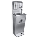 Lavabo | Station de lavage - Acier inoxydable - avec commande au pied, distributeur de papier et distributeur de savon.