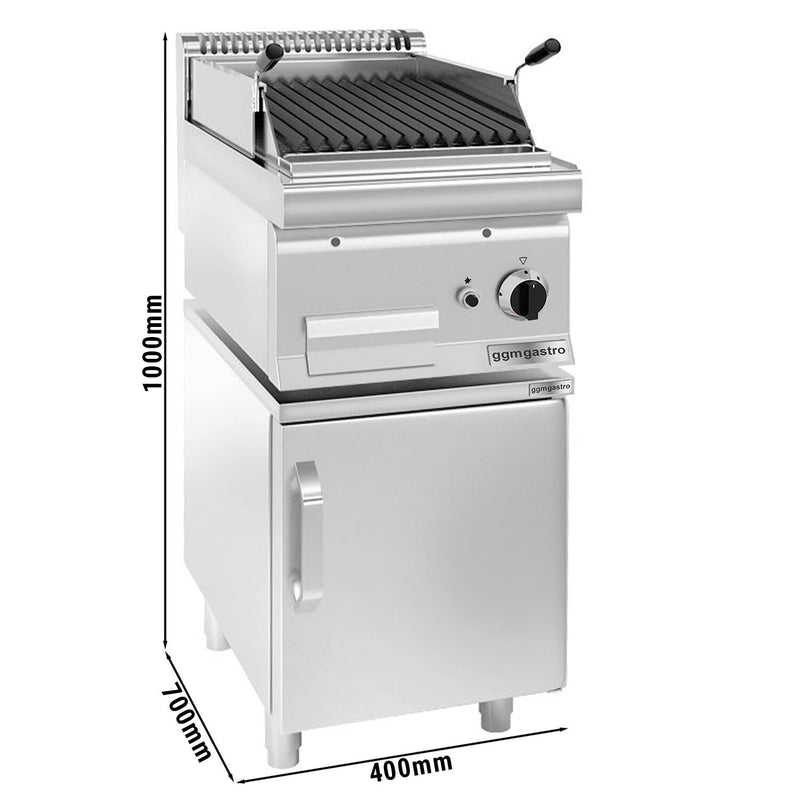 Grill à gaz en pierre de lave - 7 kW - Grille inclinable - Soubassement avec 1 porte inclus.