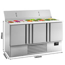 Saladette Premium PLUS - 1460mm - 3 portes - Entrée pour bacs GN.