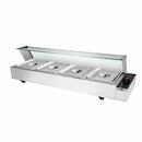 Buffet bain-marie avec couvercle et vitre de protection - électrique - avec 4 vasques GN ½