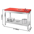 Table de travail en inox PREMIUM - 1000x800mm - avec fond de base sans rebord y compris plaque de découpe