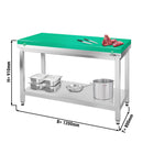 Table de travail en inox PREMIUM - 1200x800mm - avec fond de base sans rebord y compris plaque de découpe