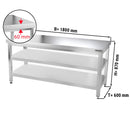Table de travail en inox PREMIUM - 1800x600mm - avec tablette de base & intermédiaire