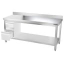 Table de travail en inox PREMIUM - 1800x700mm - avec fond de base & rebord.