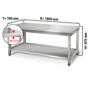 Table de travail en inox ECO - 1800x700mm - avec fond de base sans rebord