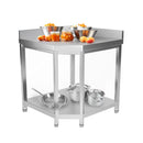 Table de travail d'angle en inox PREMIUM - 1000x600mm - avec fond de base & rebord