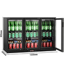 Réfrigérateur bar - 1330mm - 320 litres - avec 3 portes battantes en verre - Extérieur & Intérieur Noir
