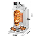 Grill à gaz pour gyros/döner - 1 brûleur - max. 5 kg - avec 2 portes battantes incluses.