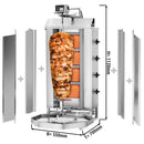Gril à gaz pour gyros / döner - 4 bruleurs - max. 60 kg - incluant 2 pare-étincelles et 2 portes battantes.