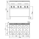 Cuisinière électrique - 15,6 kW - 6 plaques rondes