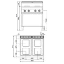 Cuisinière électrique - 10,4 kW - 4 plaques carrées