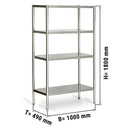 Etagère en inox ECO - 1000x490mm - avec 4 étagères (RÉGLABLE)