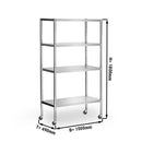 Etagère en inox PREMIUM - 1000x490mm - avec 4 étagères (REGLABLES) - 4 roues incluses