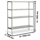 Etagère en inox ECO - 2000x490mm - avec 4 étagères (RÉGLABLE)