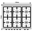 Cuisinière à gaz - 33,5 kW - 6 brûleurs - four à gaz inclus - 7,8 kW