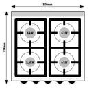 Cuisinière à gaz - 21,5 kW - 4 brûleurs - four à gaz inclus - 7,8 kW.
