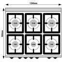 Cuisinière à gaz - 53,5 kW - 6 brûleurs - Four à gaz inclus - 12 kW.