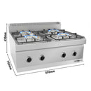 Cuisinière à gaz - 23 kW - 4 brûleurs.
