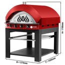 Four à pizza à gaz - Rouge - 9x 25cm - Manuel - Support inclus