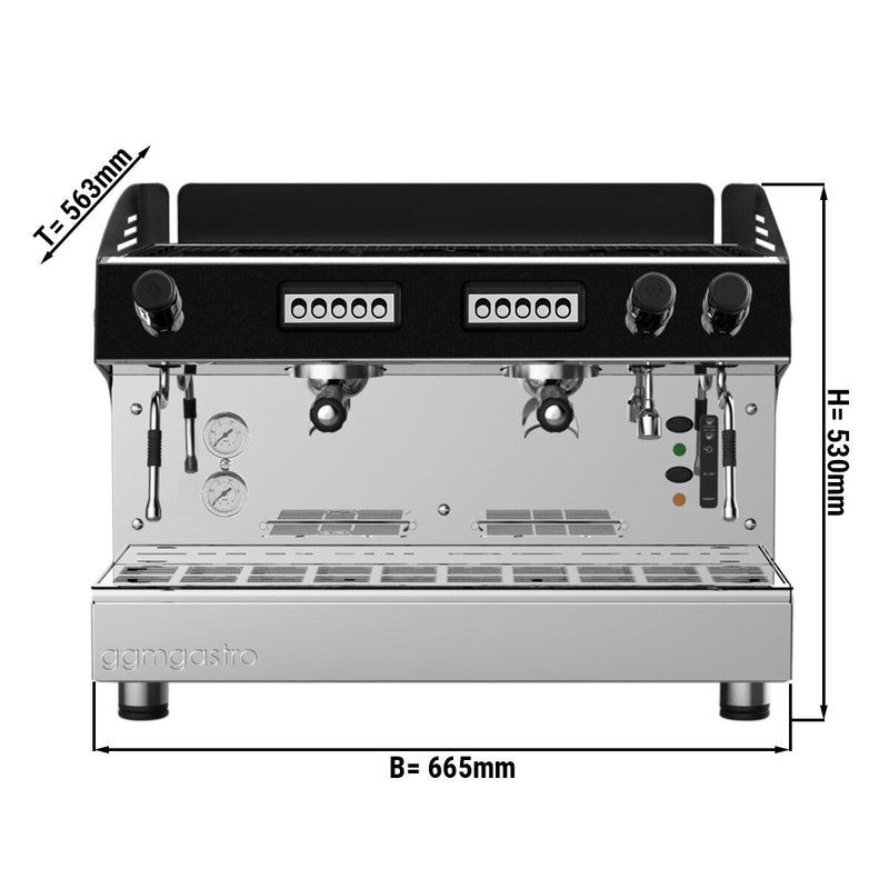 Machine à café à porte-filtre - 2 groupes - Système de pré-filtration inclus - Acier inoxydable.