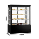 Vitrine à gâteaux - 1500mm - Double vitrage - avec éclairage LED, 3 étagères et façade miroir - Noir